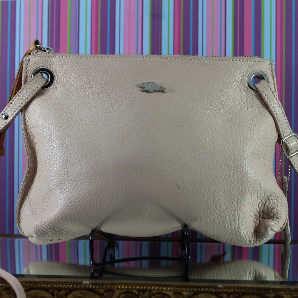 Roots pale pink leather crossbody